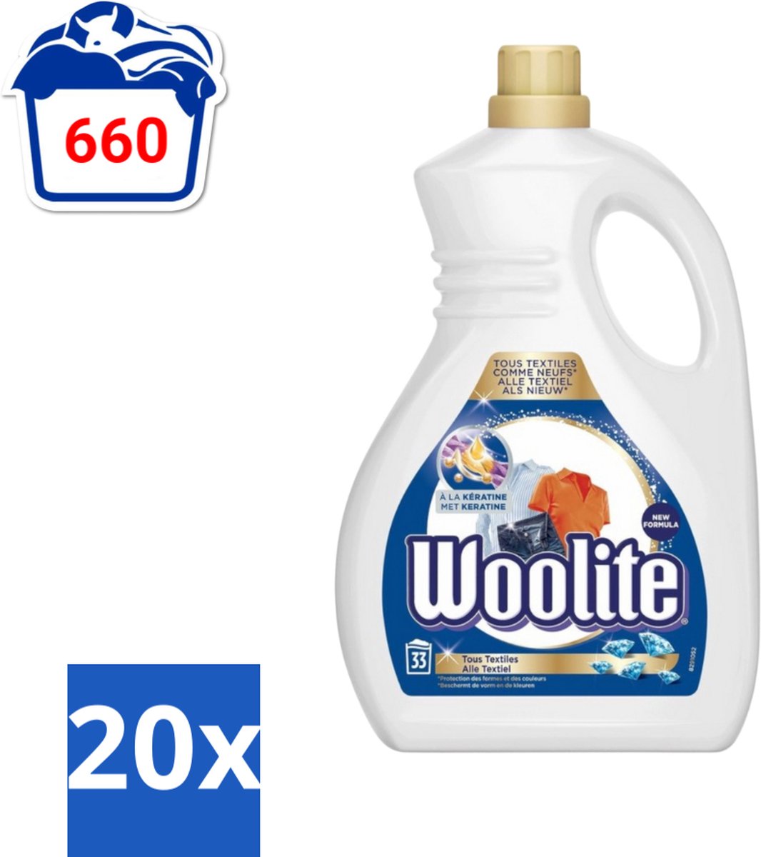 20 x Woolite Textile - Vloeibaar Wasmiddel - Met Keratine - Textiel Was - 33 Wasbeurten - 2L - Wasmiddel Textiel - Keratine Wasmiddel - Textiel Wasmiddel - Wasmiddel Voor Kleding - Wasmiddel Met Keratine