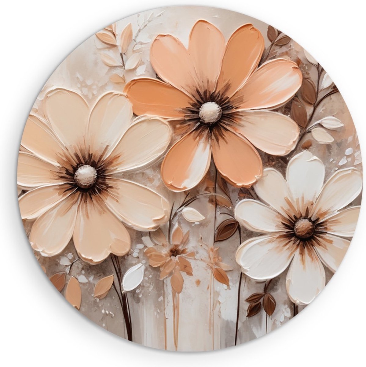 Saammp Forex Muurcirkel - Bloemen - Pastel - Abstract - Ø 30 - Wandcirkel - Wanddecoratie Cirkel - Muurdecoratie Woonkamer - Kantoor Decoratie