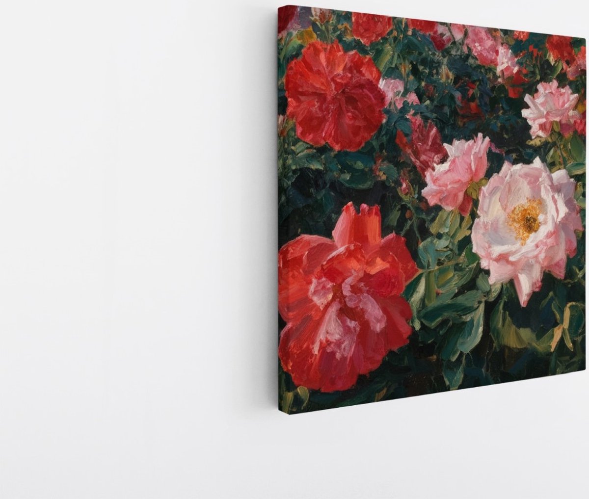 Saammp Canvas Schilderij - Gekleurde Rozen - Bloemen - Abstract - 40x40 - Foto op canvas - Wanddecoratie - Muurdecoratie Woonkamer - Kantoor Decoratie Multicolor