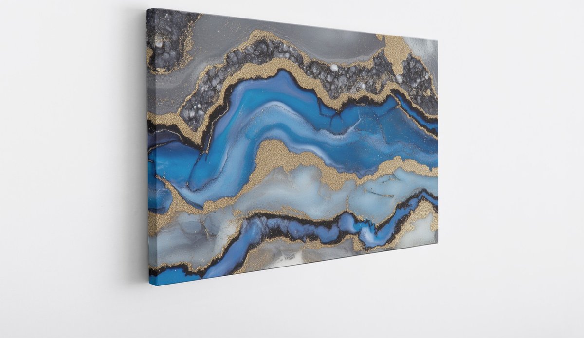 Saammp Canvas Schilderij - Gekleurd marmer - Abstract - 50x40 - Foto op canvas - Wanddecoratie - Muurdecoratie Woonkamer - Slaapkamer decoratie - Canvas Print Multicolor