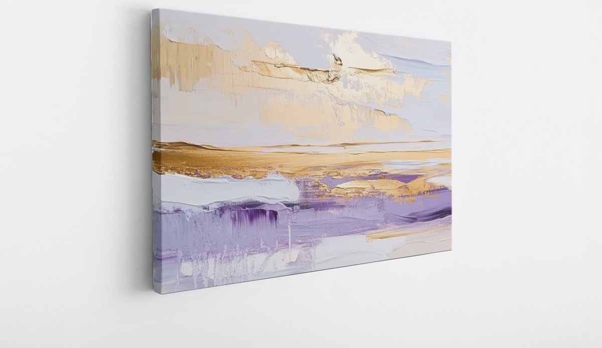Saammp Canvas Schilderij - Paars Goud - Abstracte Stijl - 50x40 - Foto op canvas - Wanddecoratie - Muurdecoratie Woonkamer - Slaapkamer decoratie - Canvas Print Multicolor