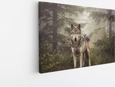 Saammp Canvas Schilderij - Wolf tussen de bomen - Dieren - Natuur - 90x60 - Foto op canvas - Wanddecoratie - muurdecoratie Woonkamer - Slaapkamer decoratie - Canvas Print
