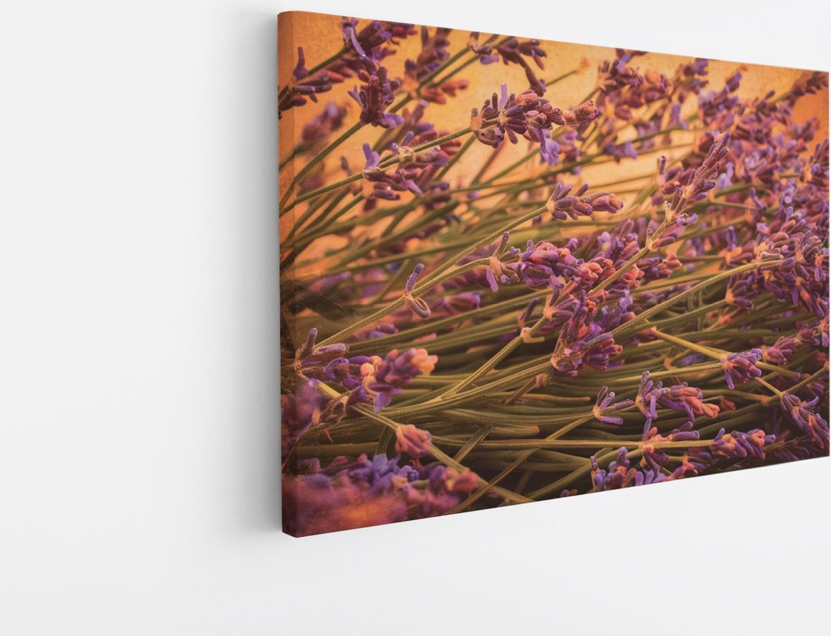 Saammp Canvas Schilderij - Lavendel - Bloemen - 100x75 - Foto op canvas - Wanddecoratie - Muurdecoratie Woonkamer - Kantoor Decoratie Multicolor