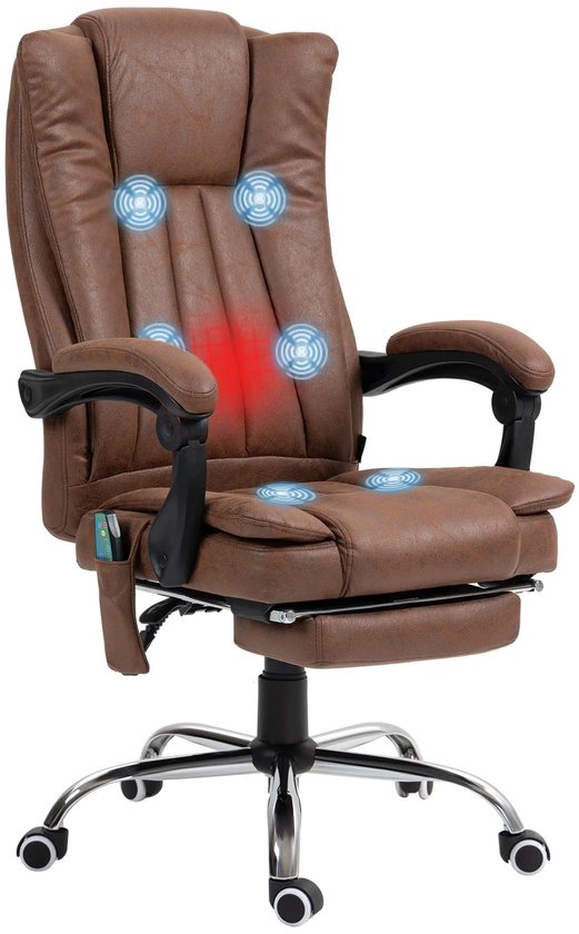 Vinsetto bureaustoel met massage- en warmtefunctie, verstelbare