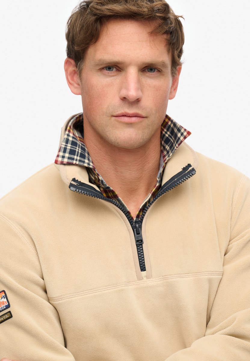 Superdry Active fleece met halve rits Heren Truien Beige