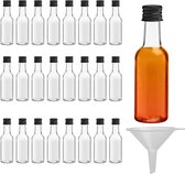 BELLE VOUS Mini Bouteilles à Liqueur (pack de 24) - Bouteilles à Alcohol Vides en Plastique de 50 ml avec Bouchon à Visser Noir et Entonnoir à Liquide