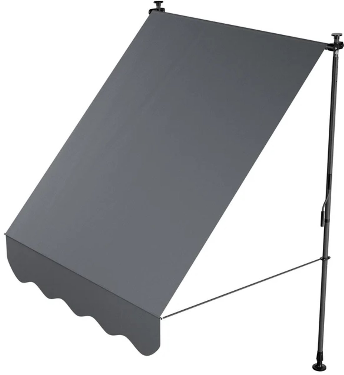 Luifel / Klemluifel met handslinger - Balkonluifel kapstadt - 150x120 cm - Grijs