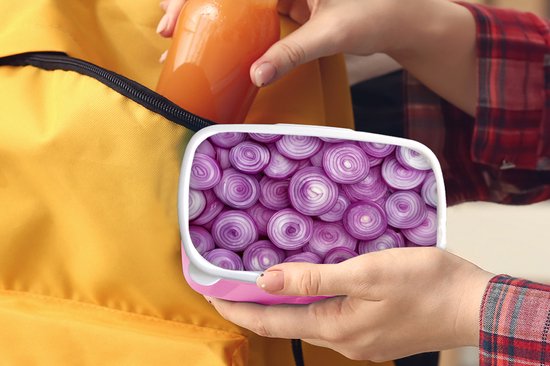 Boîte à lunch rose - Lunchbox Pourpre - Oignons - Gros plan - Boîte à lunch 18x12x6 cm