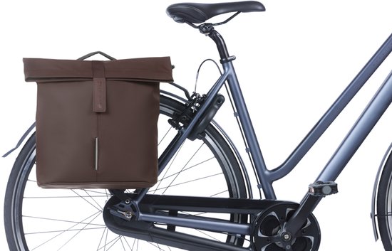 Sacoche double pour vélo Basil City MIK, 28-32L, marron rôti