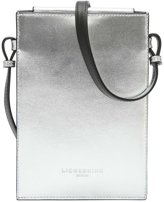LIEBESKIND BERLIN Cuir Sac à épaule bandoulière Sac téléphone portable Hilla Mobile Pouch Silver Argenté