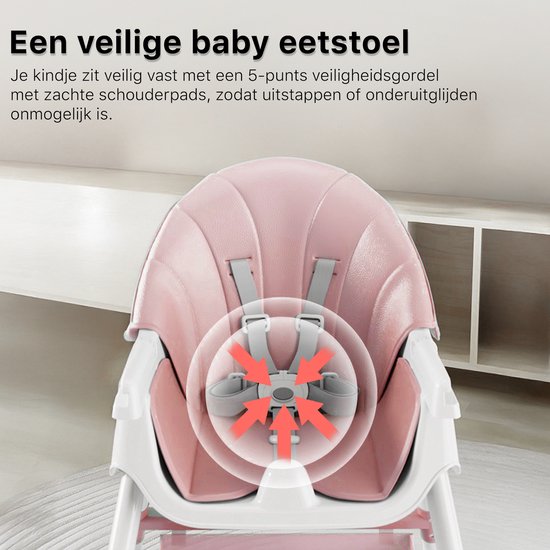 Phreeze Kinderstoel - Inklapbaar - Meegroeistoel 6 t/m 72 maanden - Afneembare Wielen - Eetstoel Baby & Peuter - Ook als Loopstoel, Wipstoel, Babystoel aan tafel / voor eten / thuis - Roze van Phreeze — afbeelding 5