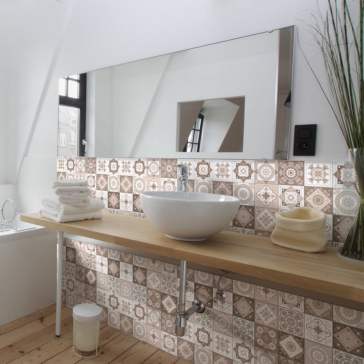 Ambiance Sticker Zelfklevende tegelmuurstickers voor keuken en badkamer - 24 Azulejos Heleorna tegelstickers - 24 stickers 15x15cm Multi color