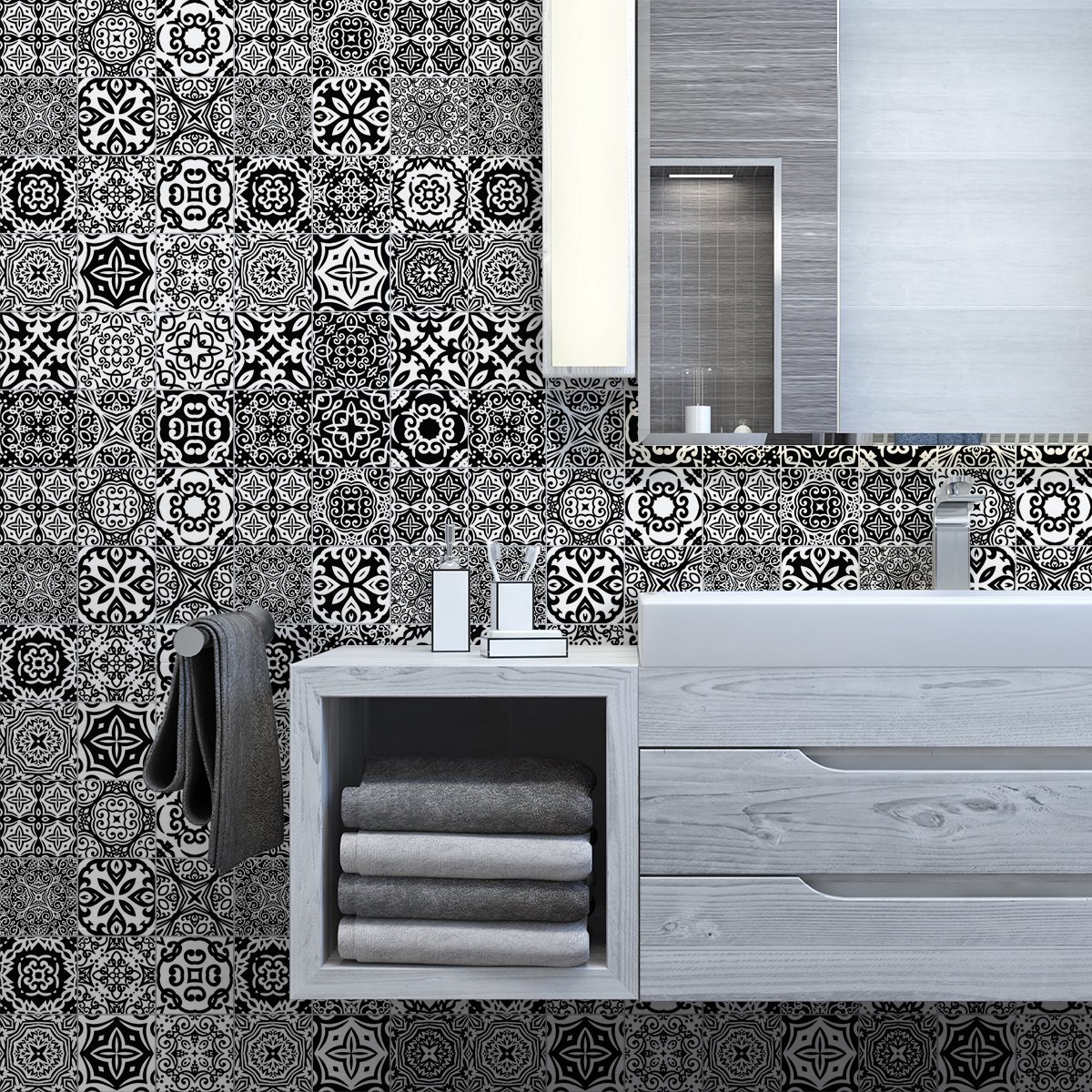 Ambiance Sticker Zelfklevende tegelmuurstickers voor keuken en badkamer - 24 Enrica Azulejos tegelstickers - 24 stickers, 20x20cm Multi color