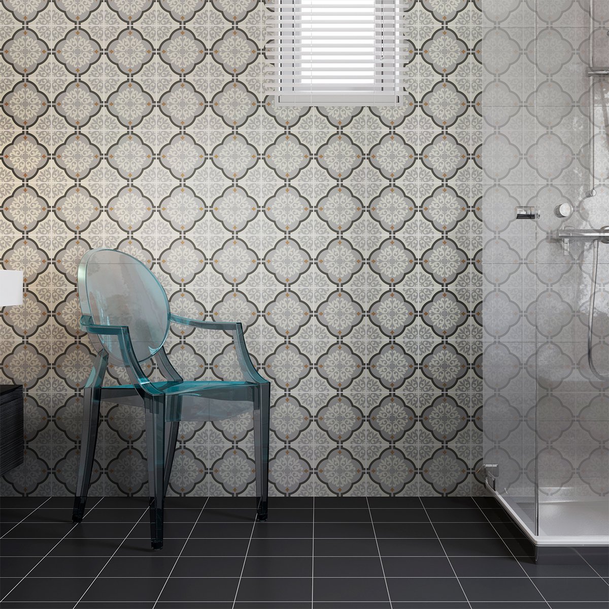 Ambiance Sticker Zelfklevende tegelmuurstickers voor keuken en badkamer - 24 cementtegelstickers, Azulejos Elisio - 24 stickers, 15x15cm Multi color