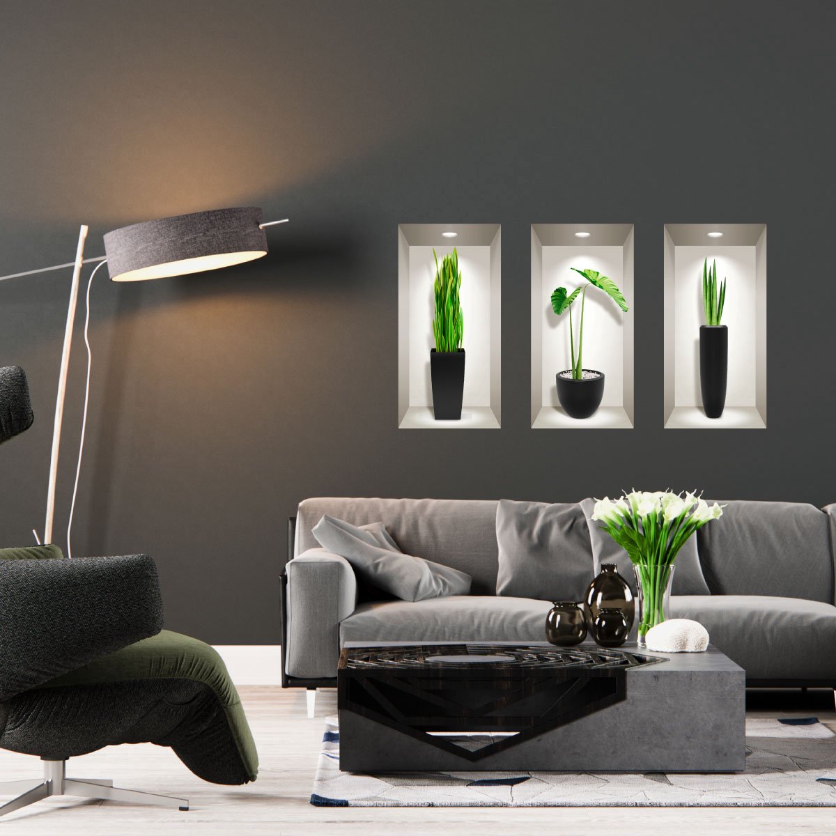 Ambiance Sticker 3D plantensticker, interieurdecoratie, 80 x 120 cm Multi color