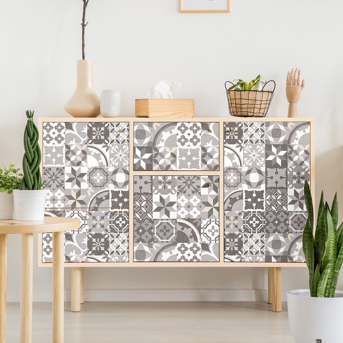 Ambiance Sticker Decoratieve meubelstickers - 30 authentieke Jeviana cementtegel meubelstickers - 30 stickers 15x15cm Multi color