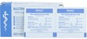 Doos met Romed alcohol swabs, met twee individueel verpakte swabs op de voorgrond.