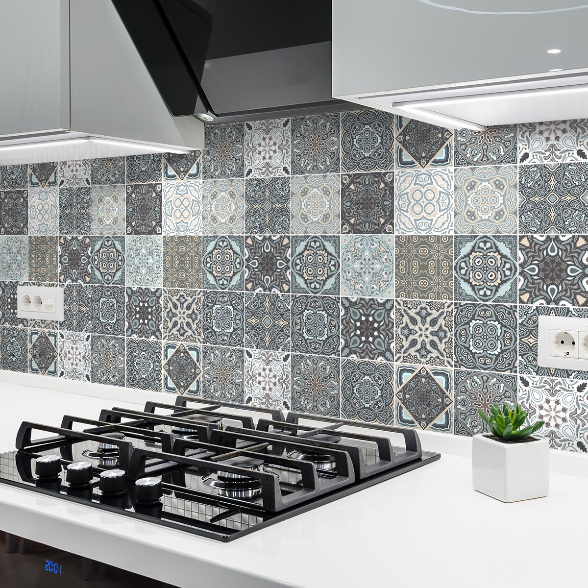 Ambiance Sticker Zelfklevende muurtegelstickers voor keuken en badkamer - 24 AZULEJOS SATURINO tegelstickers - 24 stickers van 15x15 cm Multi color