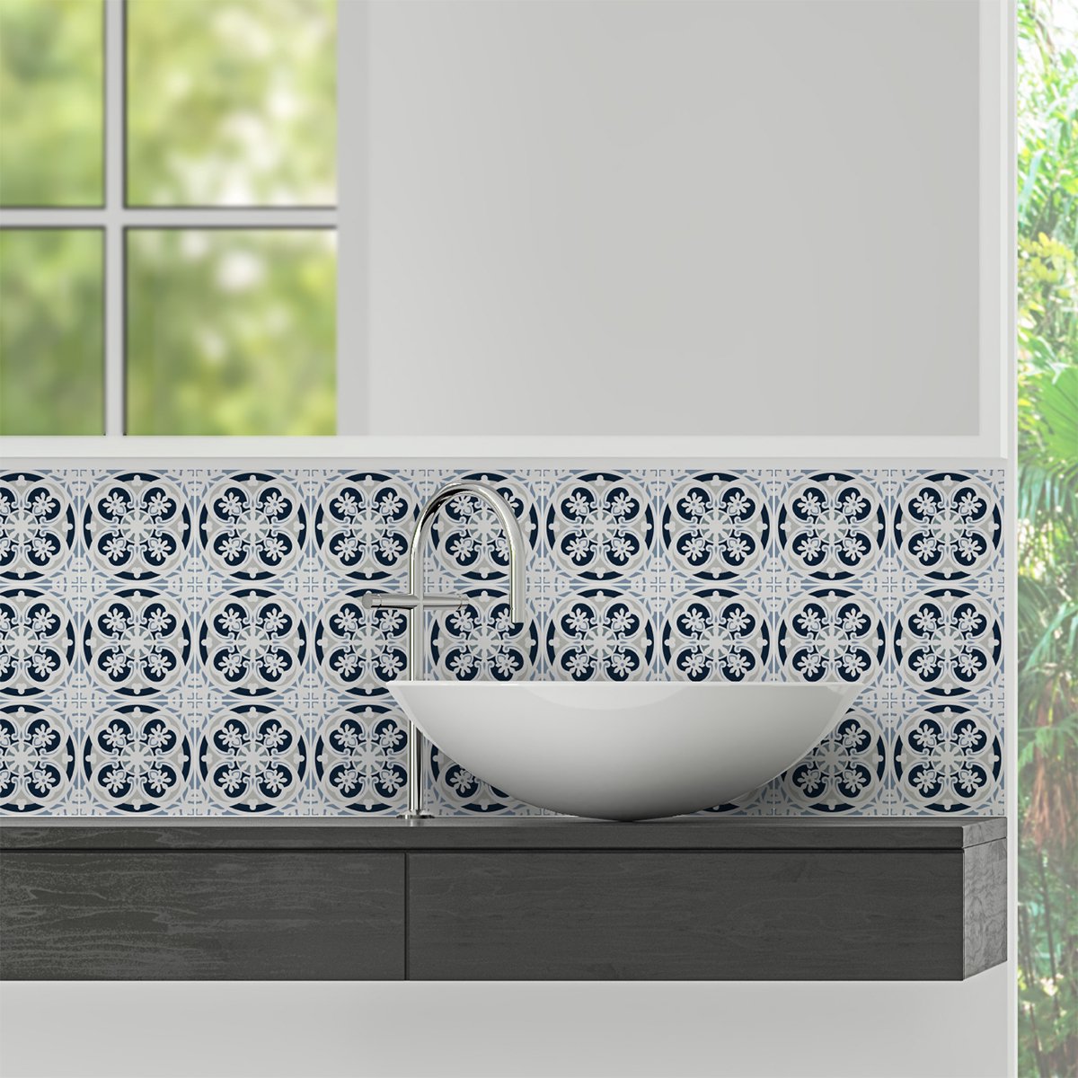 Ambiance Sticker Zelfklevende muurstickers voor tegels, keuken en badkamer - 9 AZULEJOS GISELDA CEMENT TEGELSTICKERS - 9 stickers 20x20cm Multi color
