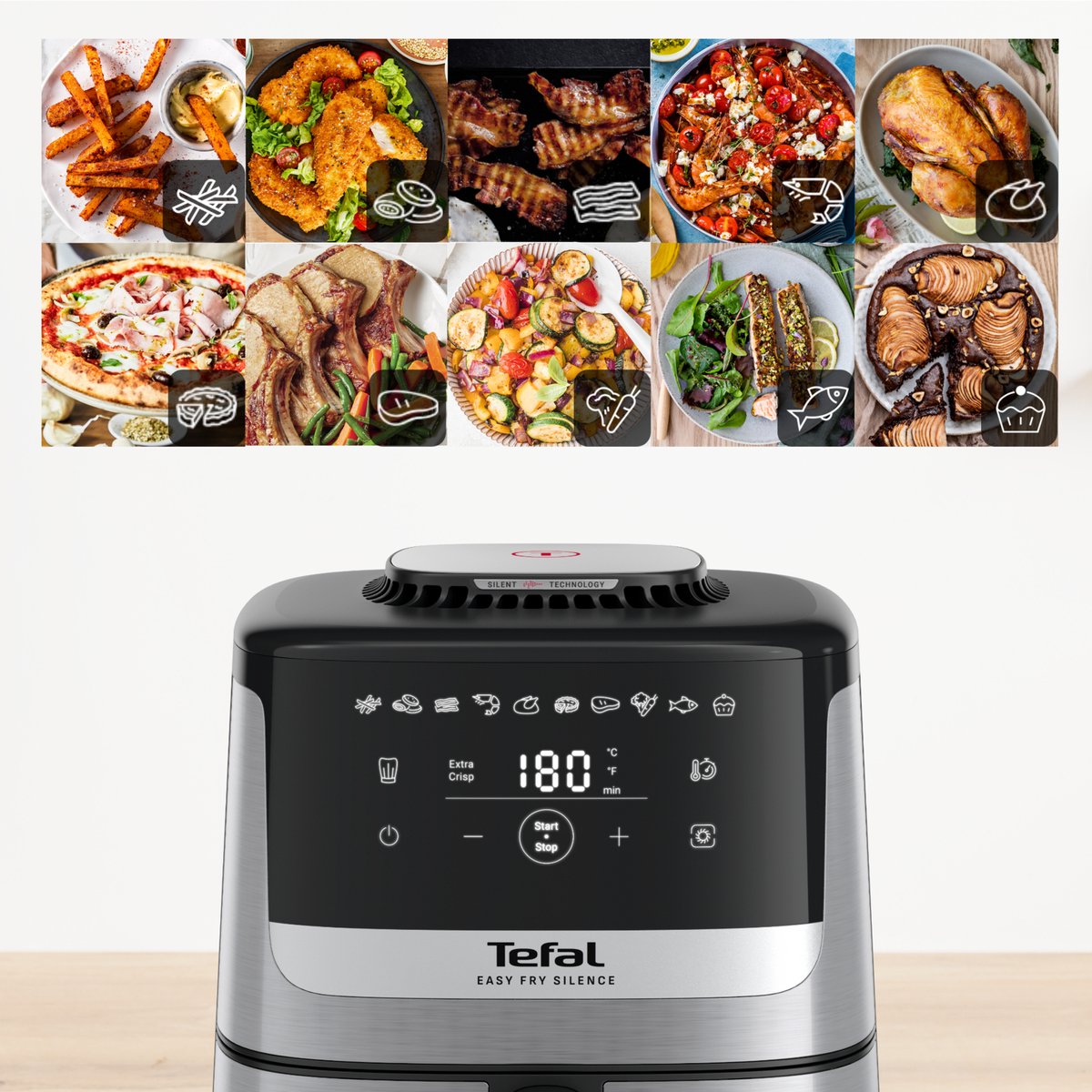 Tefal Easy Fry Silence Deluxe EY552D - Stille Airfryer - 5L - XL Formaat - Stil - Voor 6 Personen — afbeelding 7