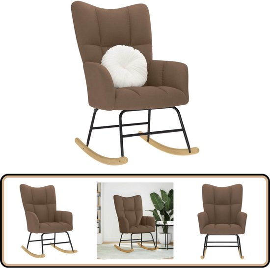 Fauteuil à bascule vidaXL - Tissu - Marron - Fauteuil à bascule confortable - Chaises à bascule - Chaise - Chaise de salon