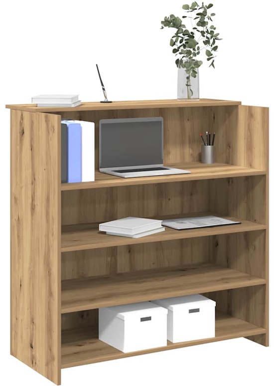 vidaXL Receptiebalie - Bewerkte Hout - Artisan Eiken Receptiebalie - Houten Bureau - Kantoor Meubilair - Reception Desk - Design Buro