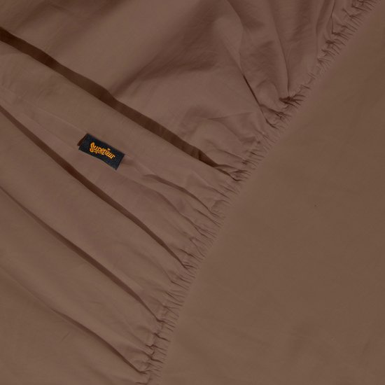 Hoeslaken Supérieur - 200x220 cm - Taupe - 100% Coton