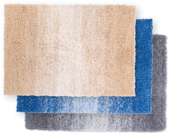 Tapis de Badmat Casa Pura - Wave - Antidérapant et Séchage Rapide - Blauw/ Wit - 70 x 100 cm