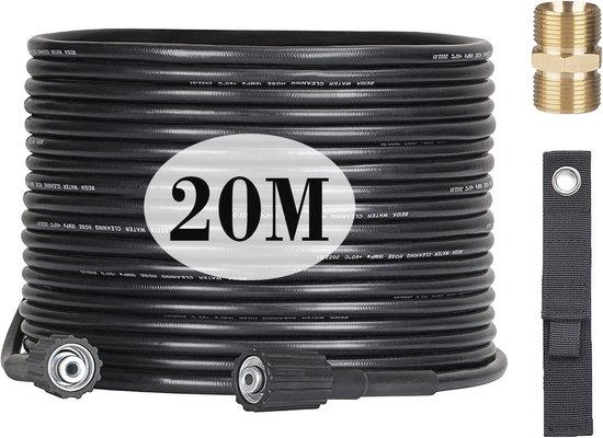OHAYORI Hogedrukreinigingsslang, 30 m, M22 x 14 mm, vervangende hogedrukslang, verlengslang, compatibel met Kärcher HD HDS-kranzle, met een adapter van messing OHAYORI Hogedrukreinigingsslang, 30 m, M22 x 14 mm, vervangende hogedrukslang, verlengslang, compatibel met Kärcher HD HDS-kranzle, met een adapter van messing