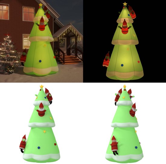 HOMCOM opblaasbare kerstboom met kerstman en hond 180 cm kerstversiering kerstverlichting LED