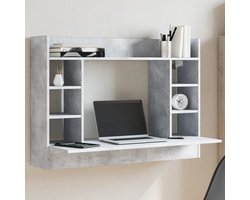 vidaXL Wandbureau - Zwevend Bureau - Wandbureau 105x48x75 cm bewerkt hout betongrijs - Kantooroplossing - Compact Bureau - Houten Bureau