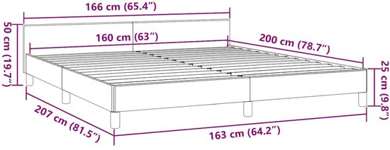 vidaXL Bedframe met hoofdeinde zonder matras Cappuccino 160x200 cm - Bedframe Met Hoofdbord - Bedframes Met Hoofdborden - Bedframe - Bed