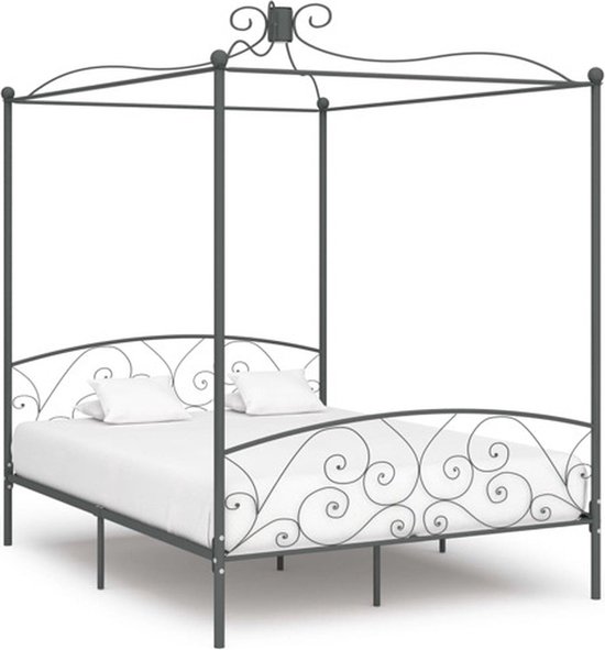 vidaXL Hemelbedframe metaal grijs 120x200 cm