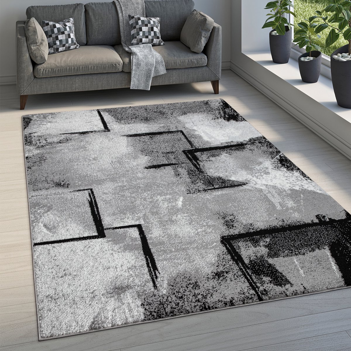 Flycarpets Laagpolig Modern Vloerkleed Modilia - Grijs