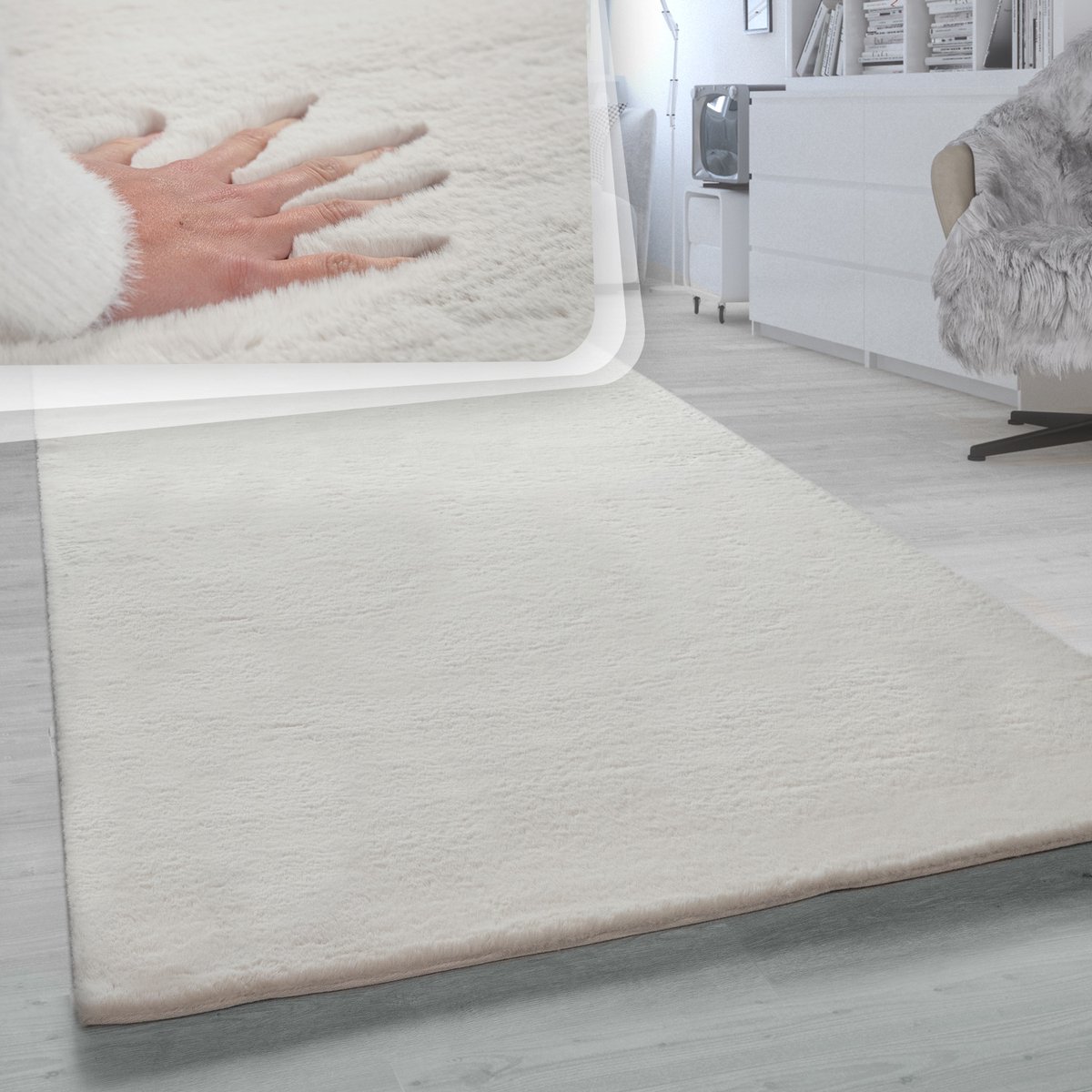 flycarpets Rabbit Vloerkleed - Creme