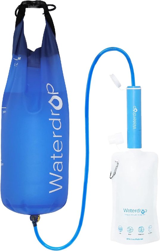 Membrane Solutions Wasserfilter Outdoor Camping, Trinkwasserfilter für 5000 Liter gefiltertes Wasser, Filtergenauigkeit bis zu 0,1 Mikron, Entfernt 99, 9999% E.Coli, BPA-frei, 1 Pack