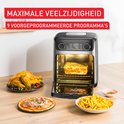 Tefal Easy Fry Multifunction met gebraden kip, lasagne, pizza en frietjes. 'MAXIMALE VEELZIJDIGHEID'.