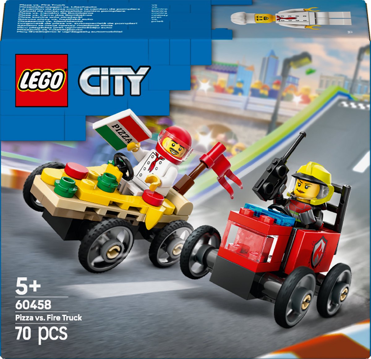 LEGO 60458 City Great Vehicles Raceautopakket: pizzabestelwagen vs. brandweerauto