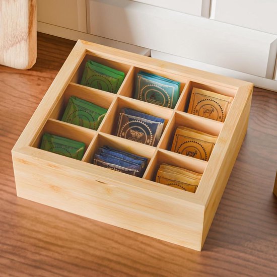RAYHER HOBBY 6241500 DIY houten theedoos met 12 vakken, voor het