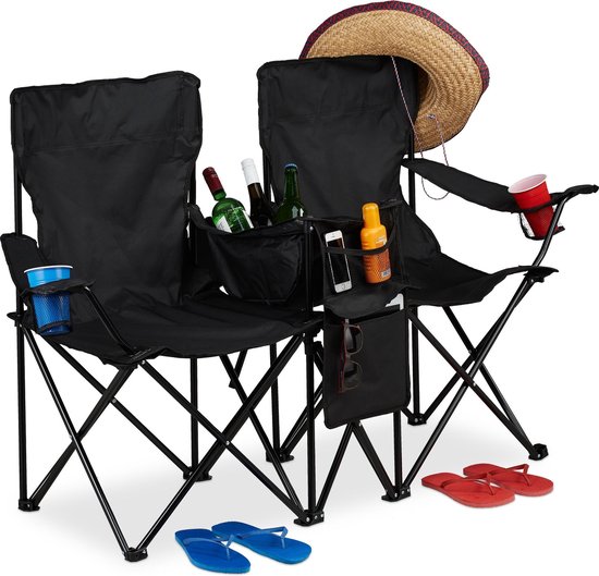 relaxdays chaise de camping double - chaise de plage - chaise pliante -  chaise de... | bol.com