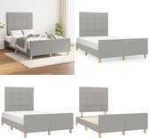 vidaXL Cadre de lit avec tête de lit Tissu Gris clair 120x200 cm - Cadre de lit avec tête de lit - Encadrements de lit avec têtes de lit - Lit - Meubles de couchage