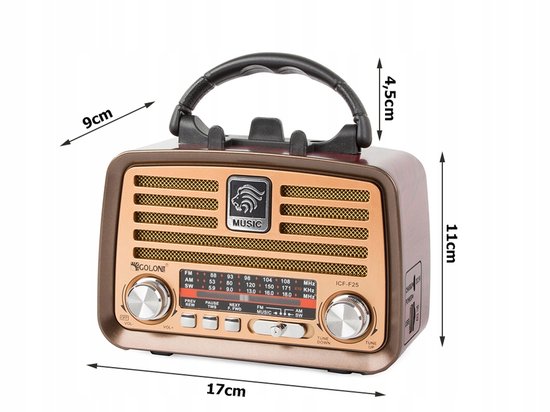 Retro wekker met Bluetooth, vintage FM-radio, handsfree bellen,nachtlampje