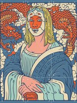 IXXI Lady with the Smile, Ryan Ragnini - 60 x 80 cm - Gratis ophangtool - Grote wanddecoratie en posters - Cartoonesk, Kleurrijk, Grafisch Ontwerp