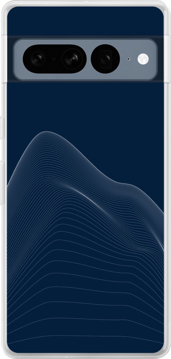 Telefoonhoesje Geschikt voor Google Pixel 7 Pro hoesje - Lijnen - Abstract - Blauw - Wit - Siliconen Telefoonhoesje Telefoonhoesje