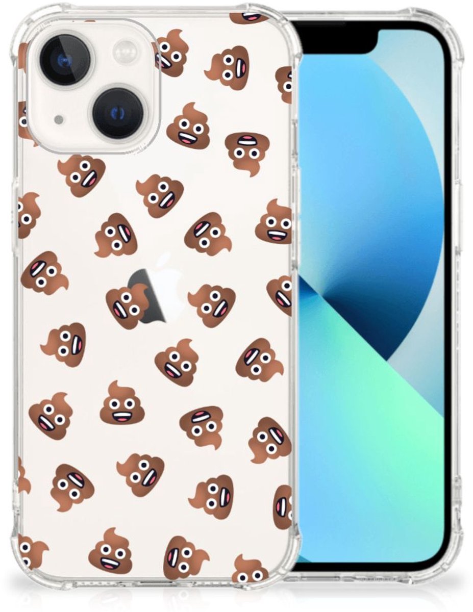 Doorzichtige Silicone Hoesje voor iPhone 13 Poep Emojis