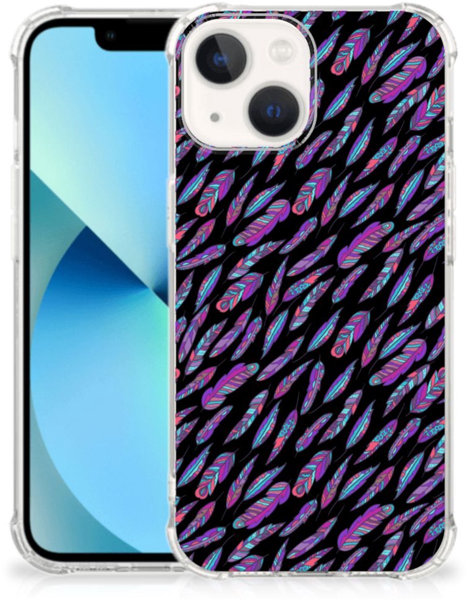 iPhone 13 mini Doorzichtige Silicone Hoesje Feathers Color