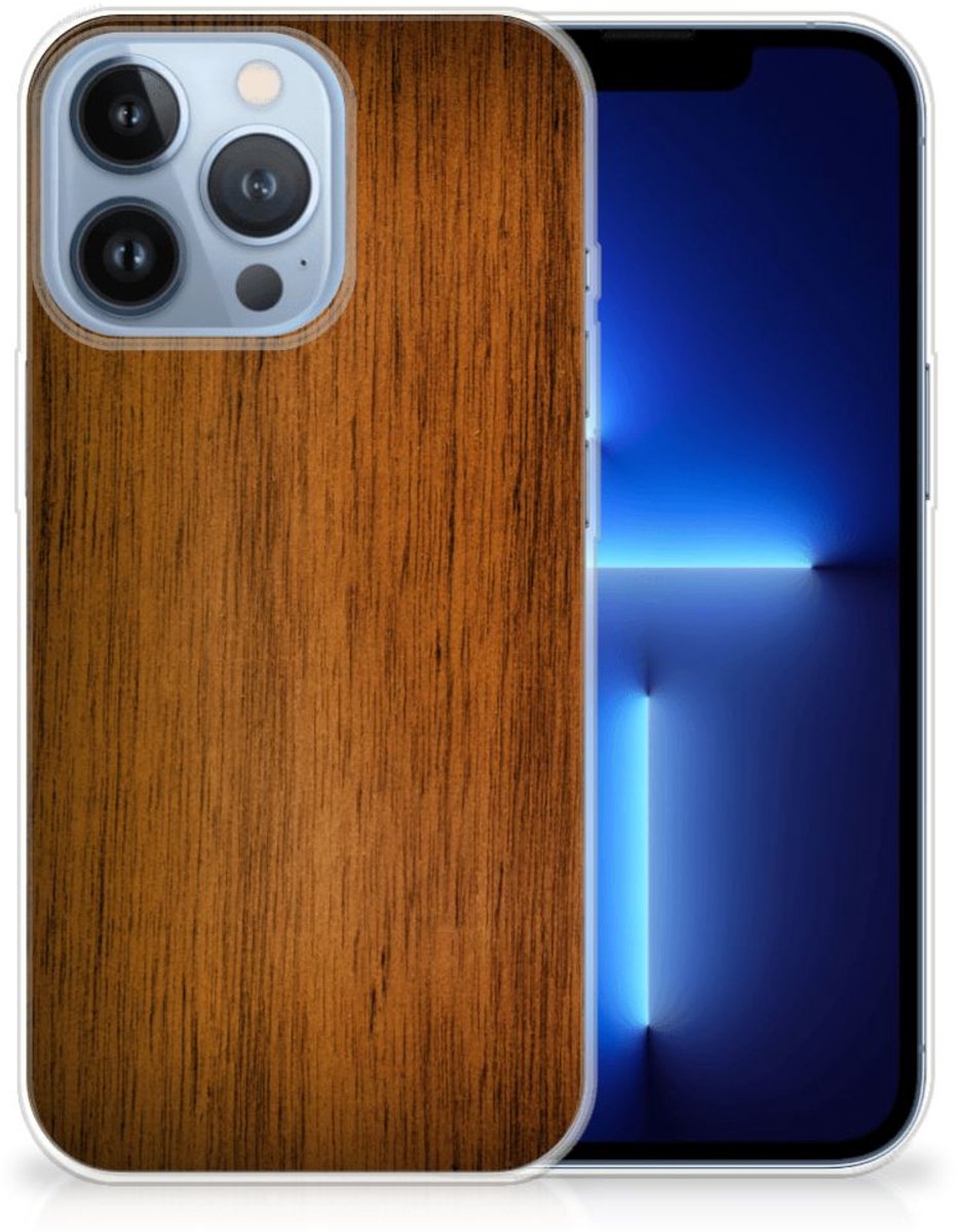 Apple iPhone 13 Pro Bumper Hoesje Donker Hout