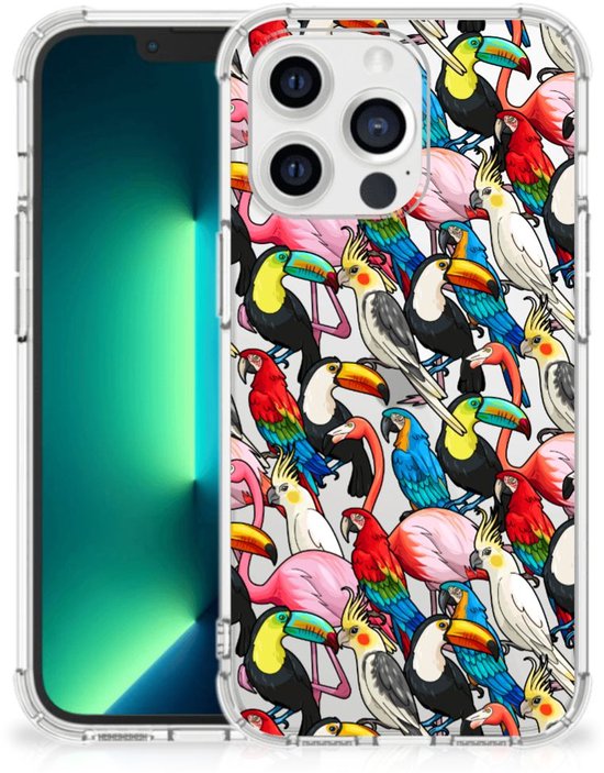 Coque photo antichoc pour iPhone 13 Pro Max avec oiseaux à bord transparent