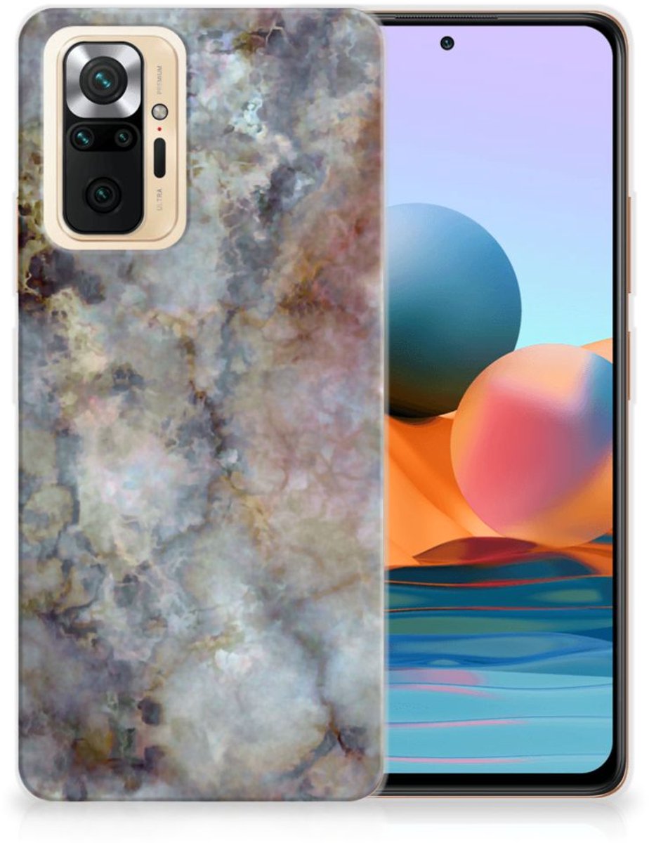Xiaomi Redmi Note 10 Pro TPU Siliconen Hoesje Marmer Grijs