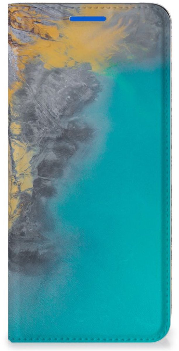 Standcase Hoesje voor OPPO Reno6 5G Standcase Marble Blue Gold
